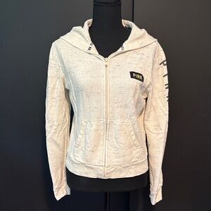 PINK Victoria's Secret Off-White Zip-Up Hoodie